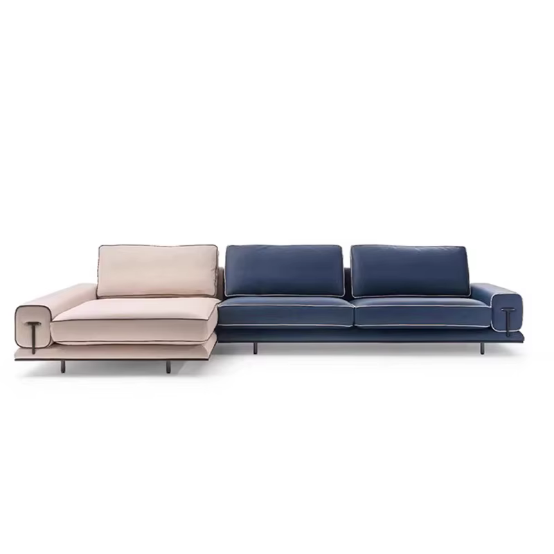 Furnistyle L Shape Leather Modern Corner Sofa Set
