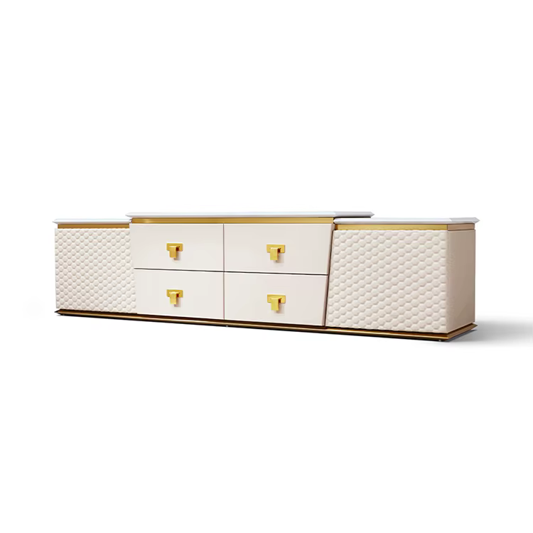 Gloss Floating Simple TV Stand Small House Type Wood Metal TV Unit Cabinet with Drawer