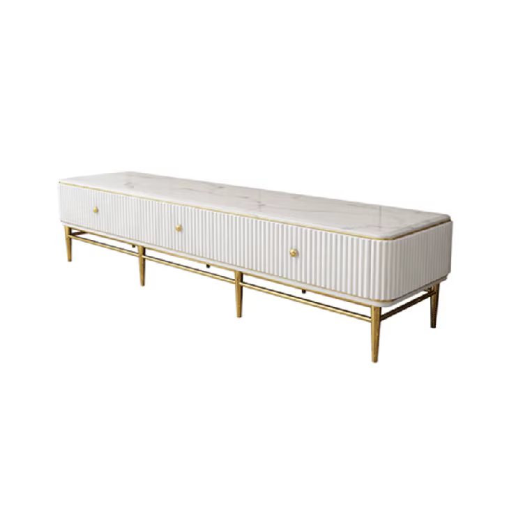 Luxury Design Modern TV Stand with Solid Wood Drawers and Marble Top