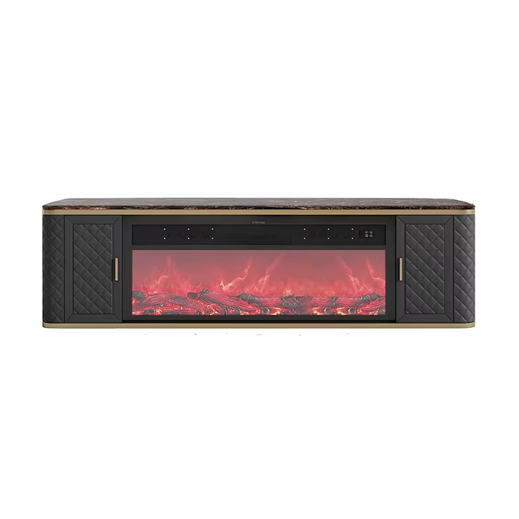 Patented Marble Top Cabinet Living Room Storage Furniture Electric Fireplace Music Remote Control Smart TV Stand