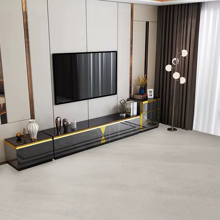 Luxury Leather and Marble TV Stand Set with Coffee Table