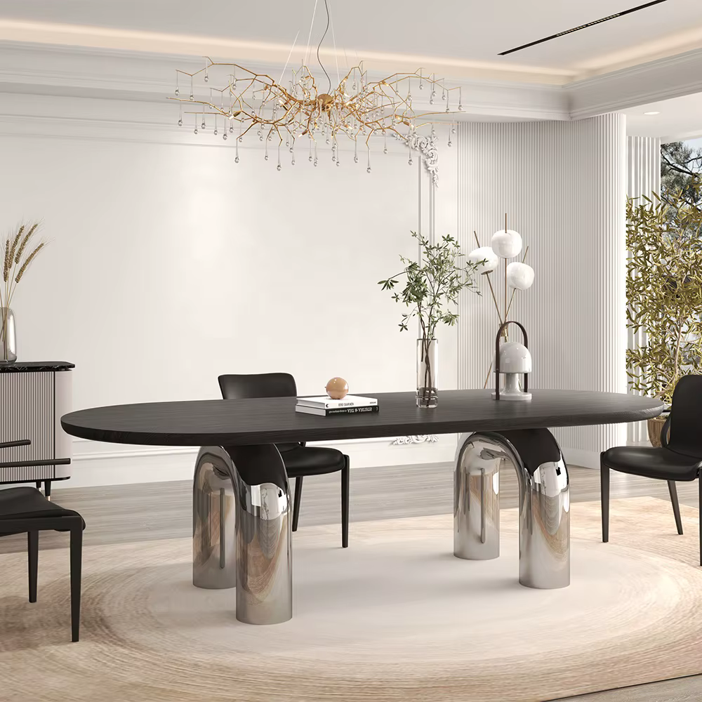 Standard Height Rectangular Hardwood Solid Wood Dining Table