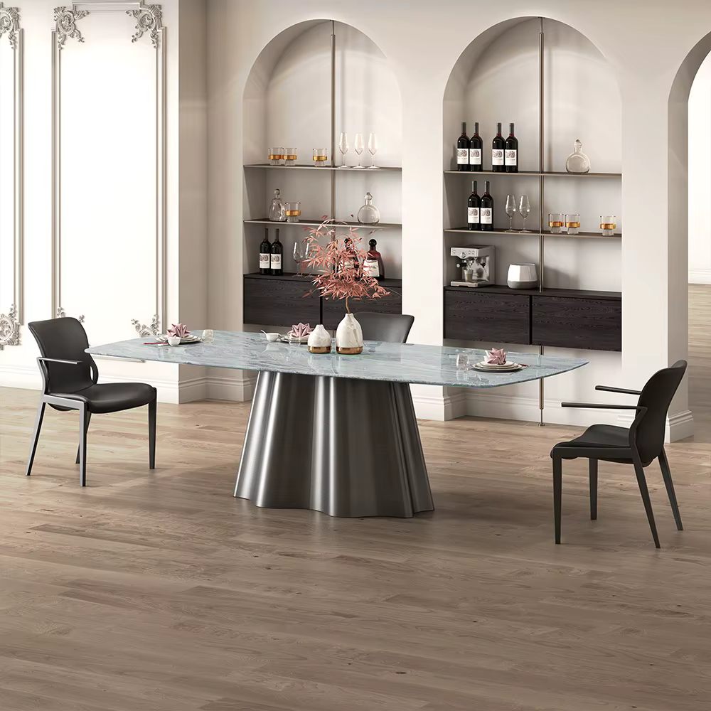 Nordic Mediterranean Style Dining Room Furniture Table Set with 4 Chairs
