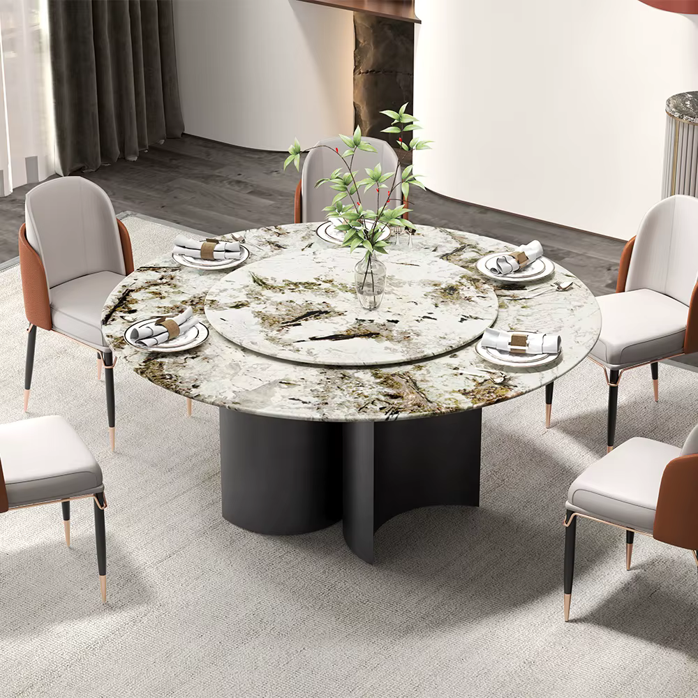 Large Dining Table Turntable Sintered Stone Round Lazy Susan Dining Table