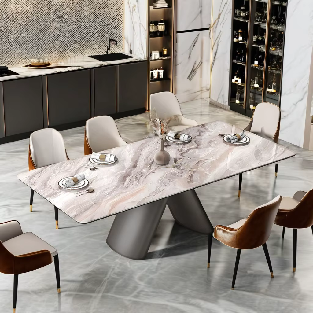 Modern Rectangular Travertine Stone Dining Table