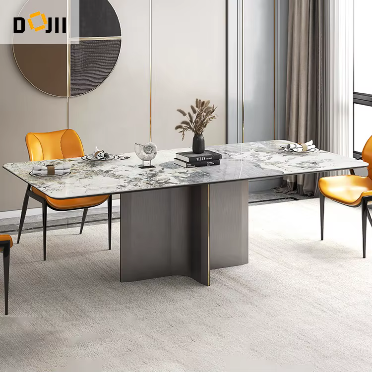 Counter Height 10-Seater Tall White Oval Dining Table Set with 6 Fabric Chairs