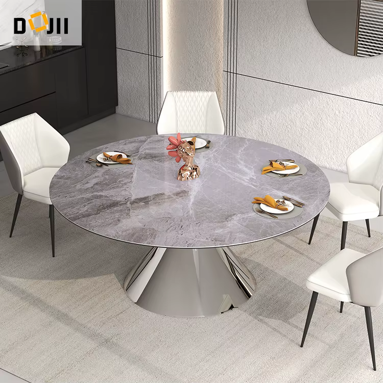Royal Modern Luxury Ceramic Round Dining Table Chair Set