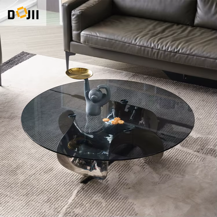 High End Luxury Design Black Tempered Glass Coffee Table