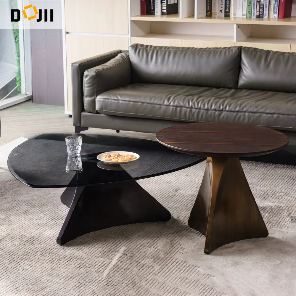 Italian Glass and MDF Top Triangle Modern & Contemporary Coffee Table by Dojii