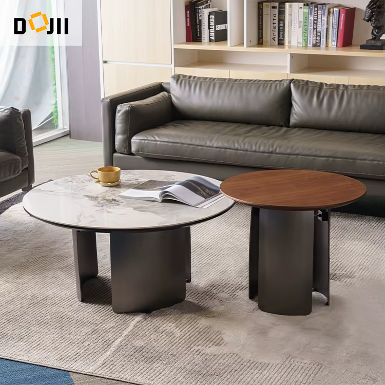 Round Indoor Outdoor Lacquered Wood Base Coffee Table