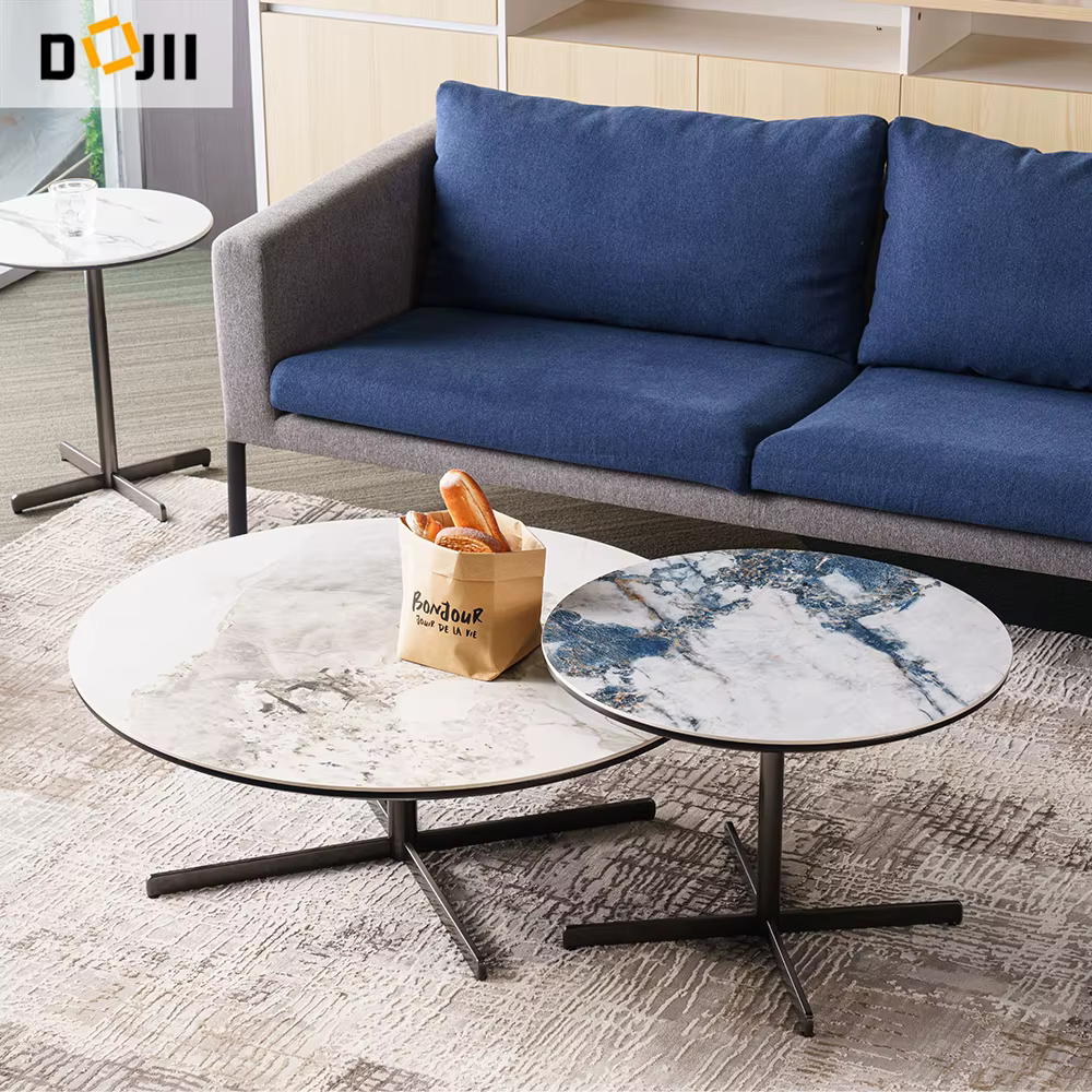Italian Style Luxurious Round Edge Slate Tea Table
