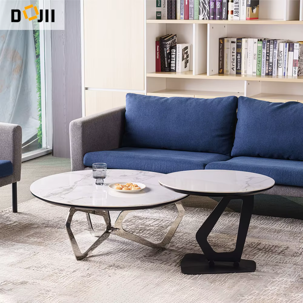 Living Room Nordic Western Style Porcelain Top Low Height Tea Coffee Table