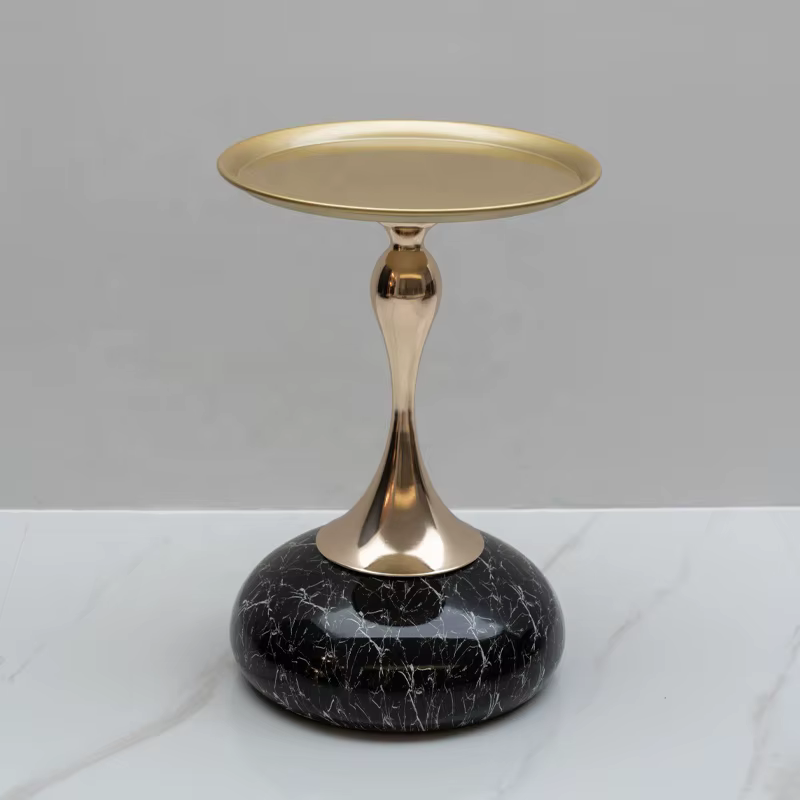 Nordic Accent Round Black Bar Table Coffee Tray