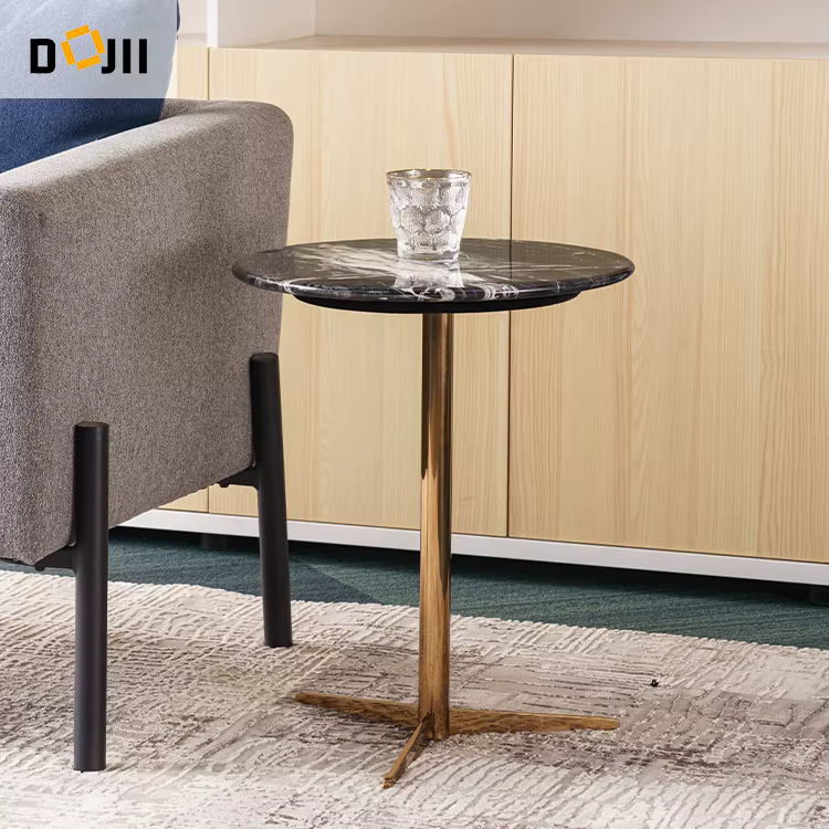 Modern Round Marble Gold Side Table