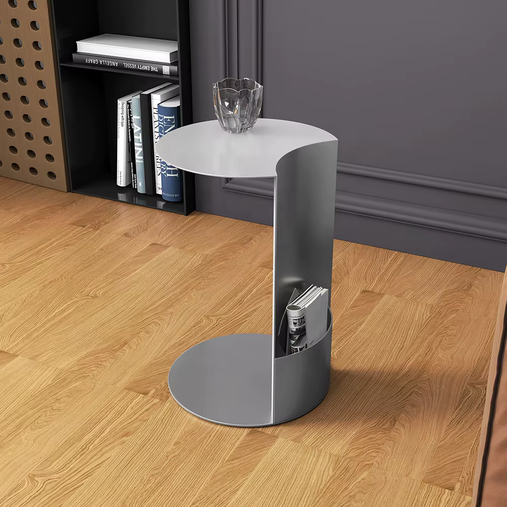 Semicircular Side Table Waterproof Structure Metal Half Moon Sofa Table