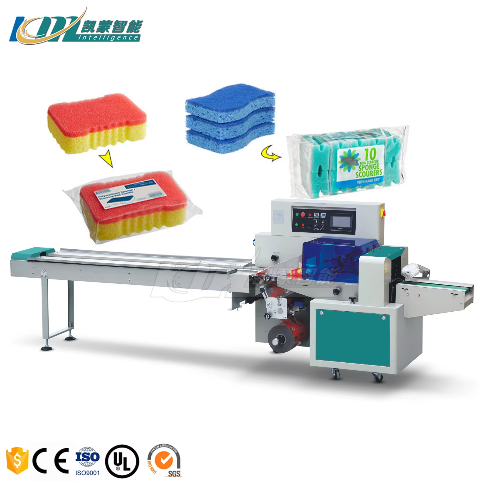 Automatic Special Sponge Block Plastic Back-Sealed Bag Flow Pillow Packaging Machine