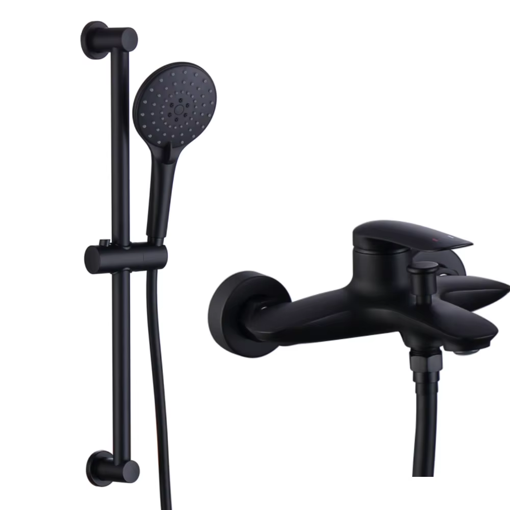 Easy Design Matte Black Color Wall Mounted Shower Faucet