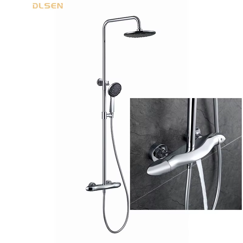 Hotel Rain Waterfall Shower System Bathroom Chrome Shower Faucet Wall Mount