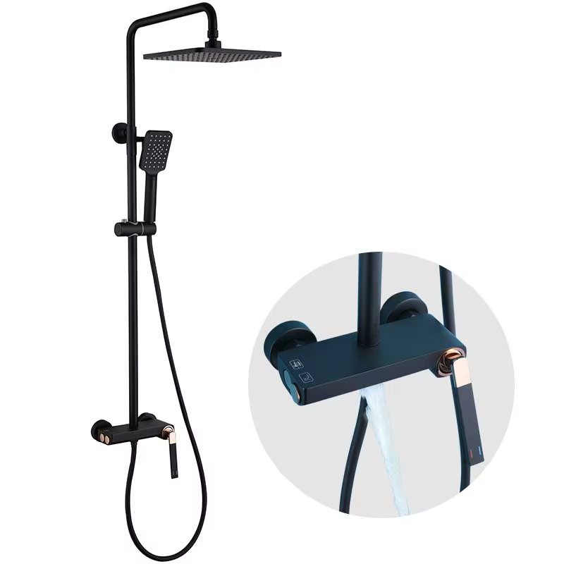 Unique Luxury Brass Shower Combo Square Black Shower Faucet