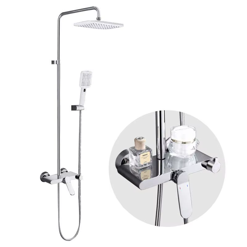 Brass Shower Set with Commodity Shelf