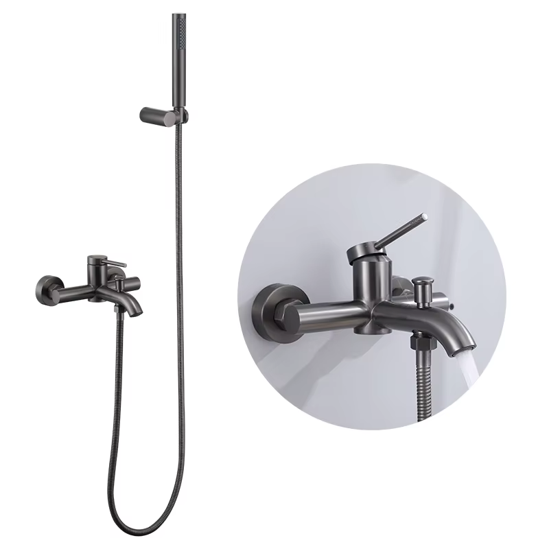 Contemporary Matte Black Wall Mounted Bathroom Hand Shower Set