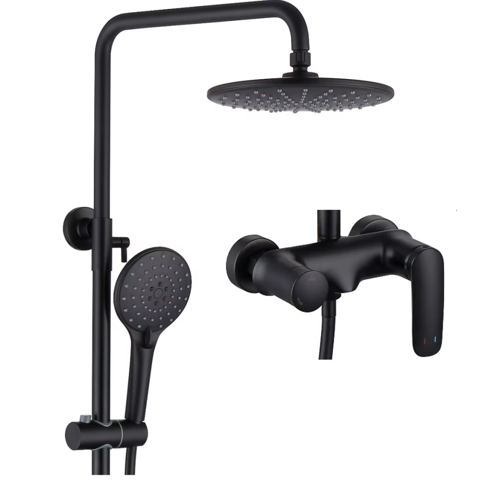 3 Functions Black Brass Rainfall Shower System