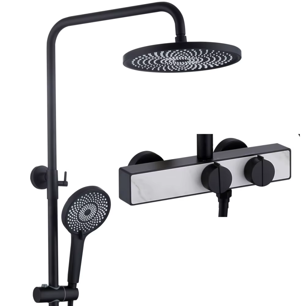 High-End Quality Black Color 2 Handle Shower Set
