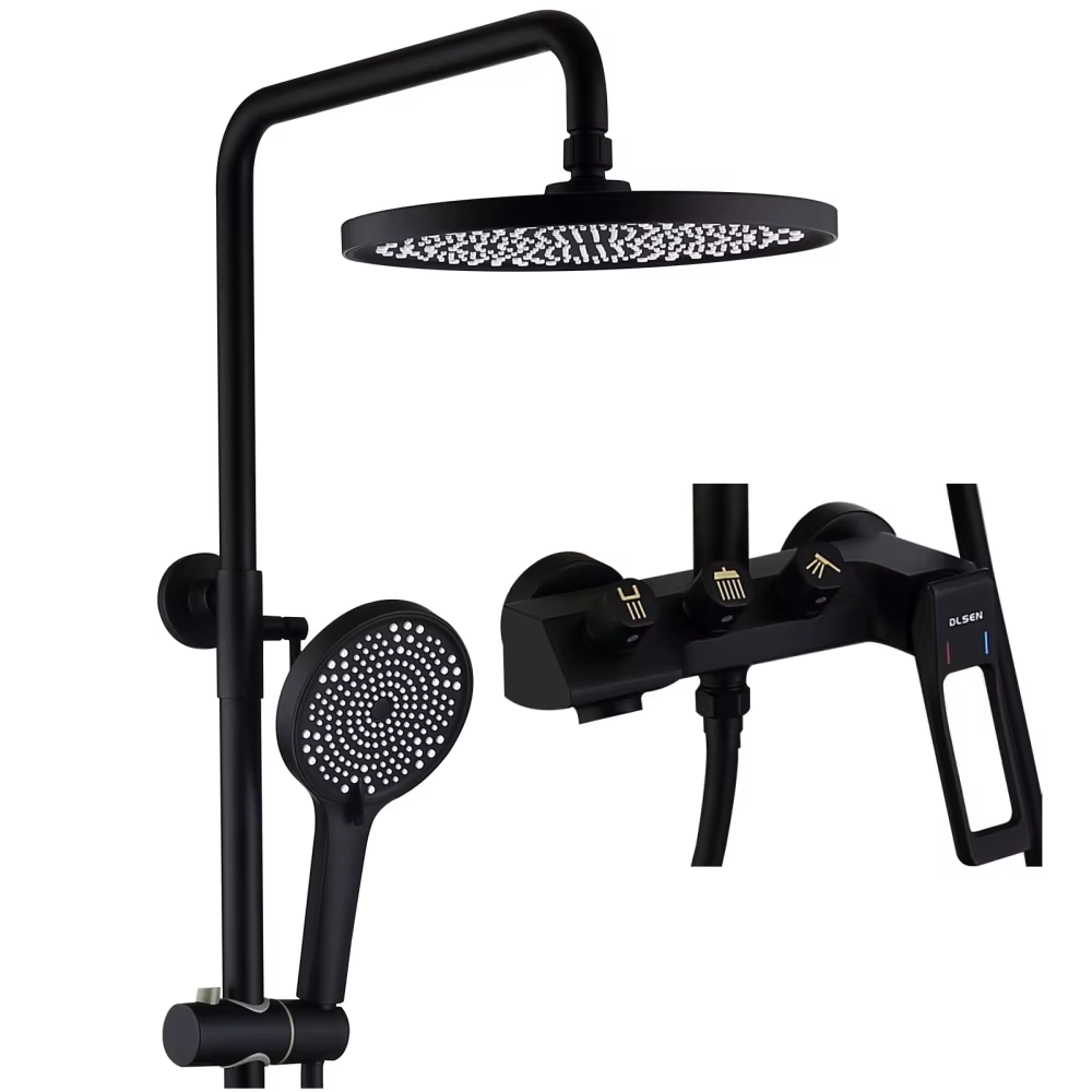 3 Ways Matte Black Bathroom Shower Set