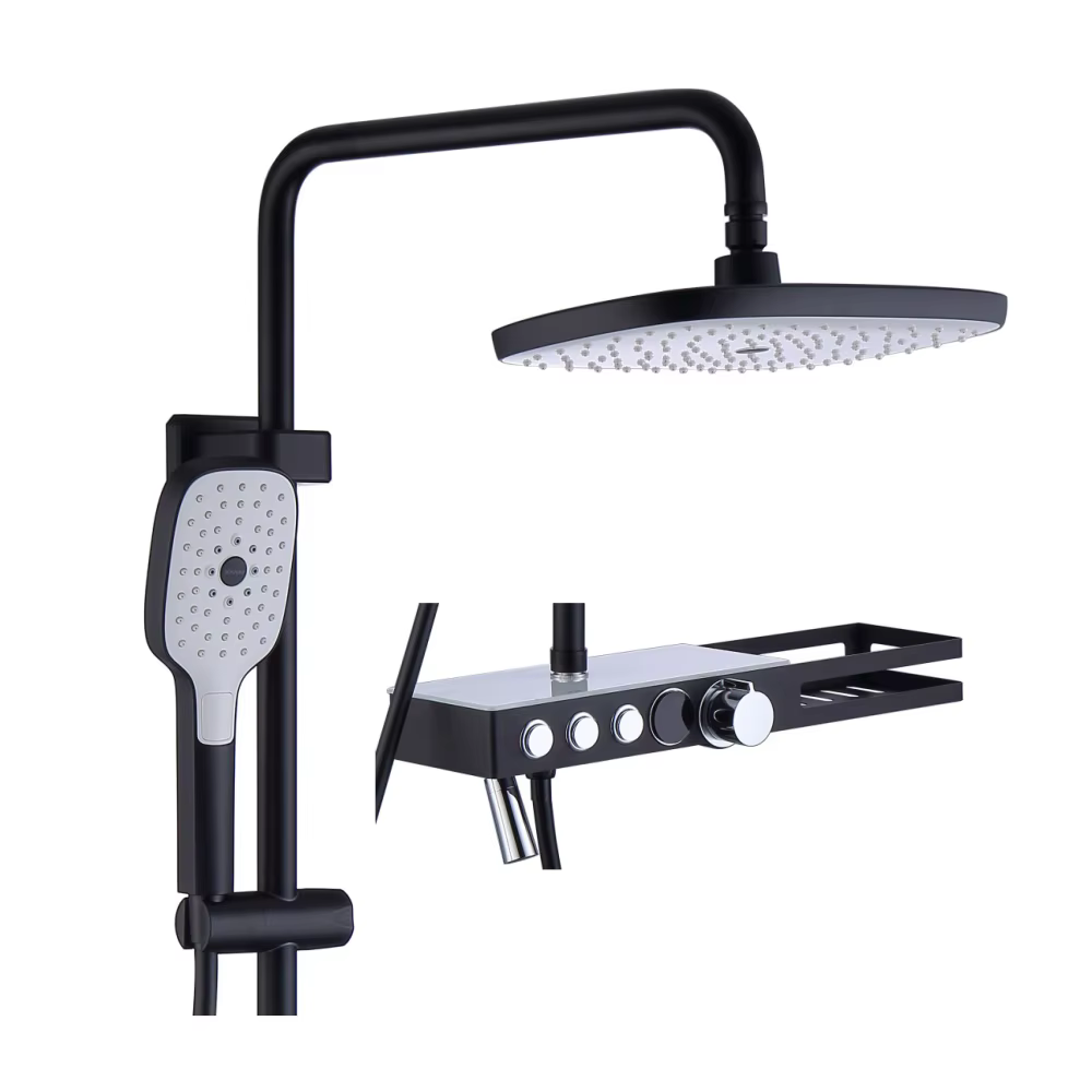 Luxury Design Black and White Color Adjust Temperature Shower Set