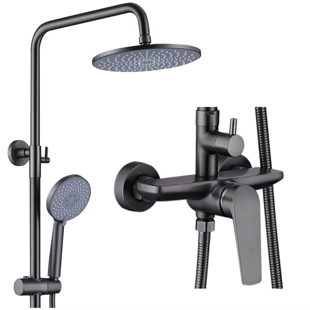 Gun Grey Wall Mounted Bathroom Shower Set