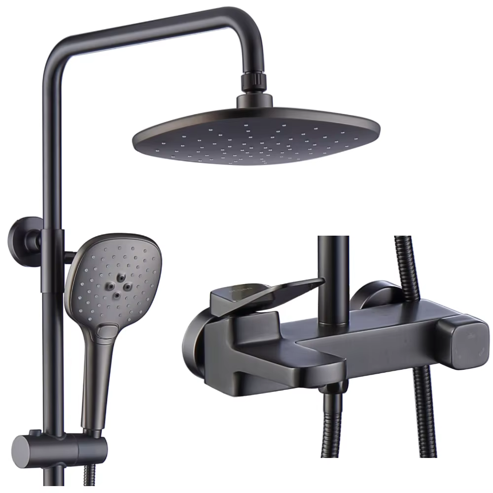 Power Quality Popular Gun Grey Square 3 Ways Shower Set System