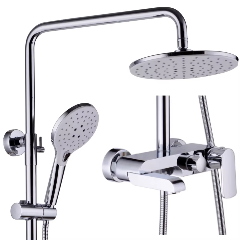 High-End Polished Chrome Brass Shower Set