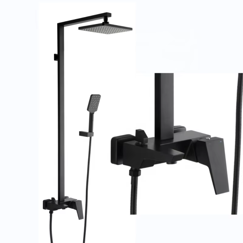 Matte Black Bath Rain Shower Mixer Set