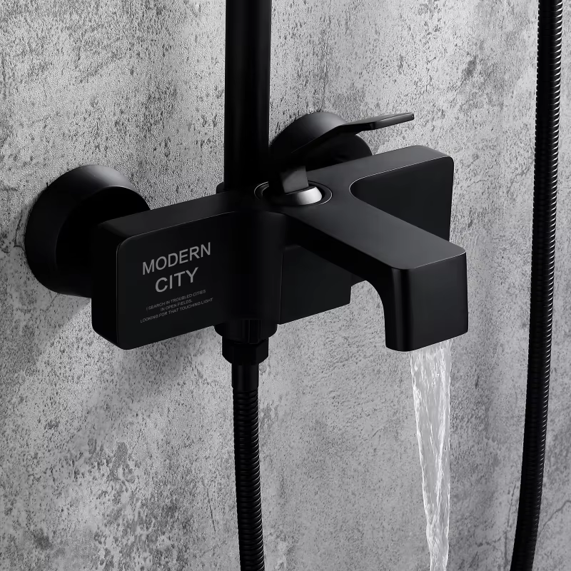 Factory Direct Luxury Shower System Exposed Matte Black Shower Set