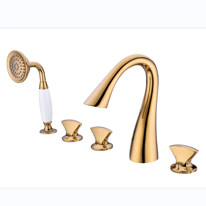 High-End Glossy Titanium Gold Roman Tub Trim Kit