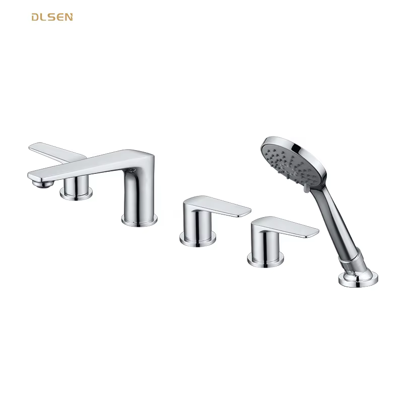 Multi Function Deck Mount Bathtub Bath Shower Faucet Set