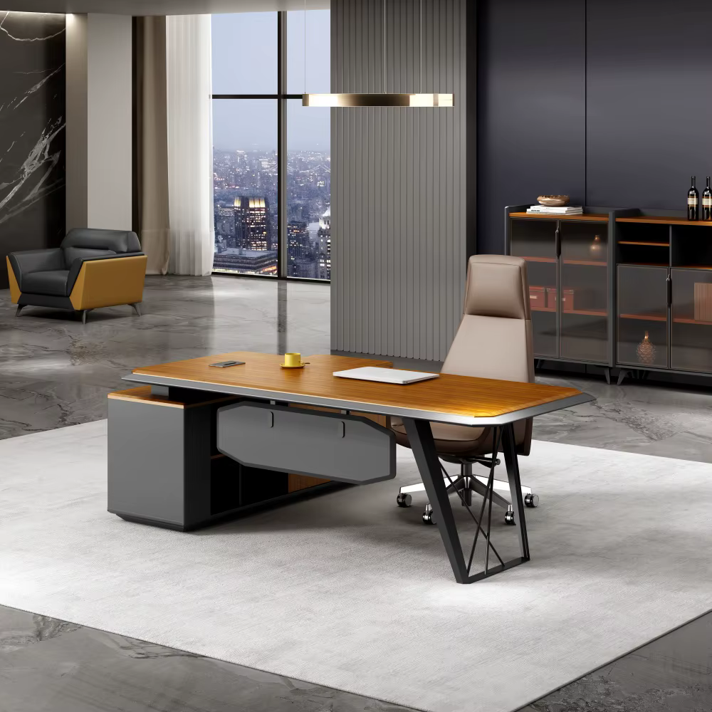 Executive Office Work Table Veneer Steel