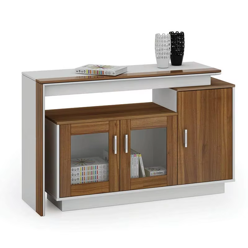 Wooden Bookcase With Glass Doors Office