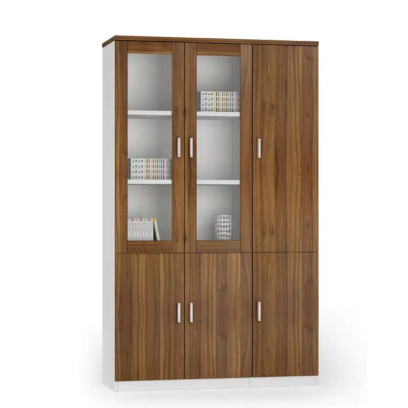 Bookcase With Doors Black Walnut Warm