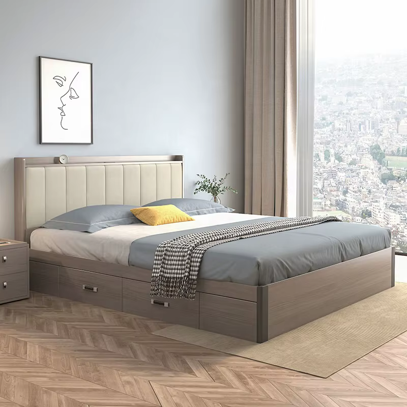 Low Platform Wooden Queen Family Bed