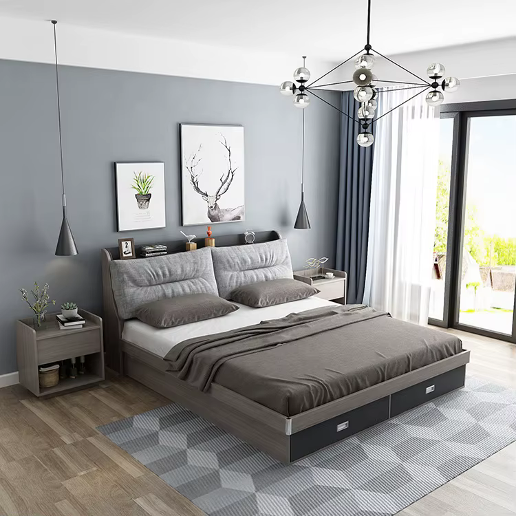 Foshan Furniture Wooden Bed Frame With