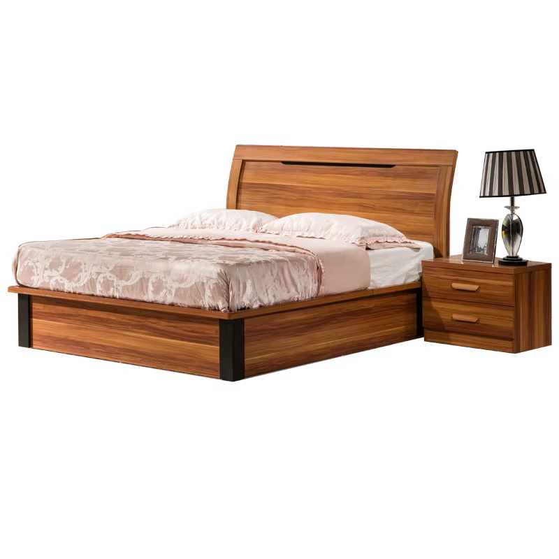 Elegant Wood Double Bed Design Furniture Wall Bed 