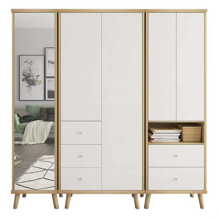 White Simple Cupboard Design With Mirror