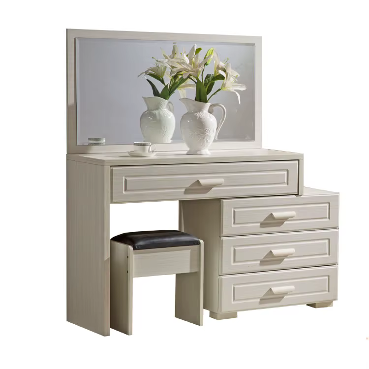 White Wooden Bedroom Makeup Dresser Table