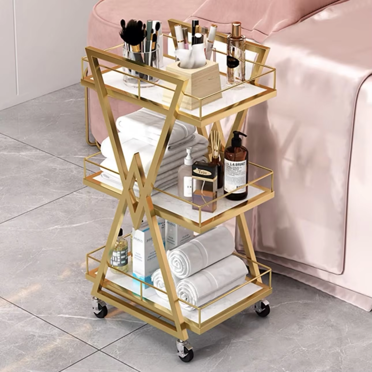 Stainless Steel Frame Rolling Barber Cart