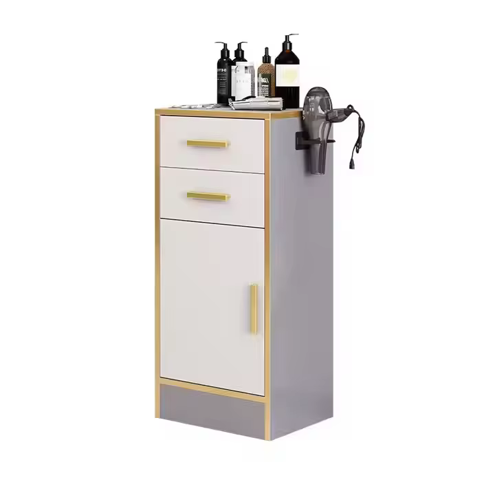 Modern Wood Barber Cabinet with Drawer