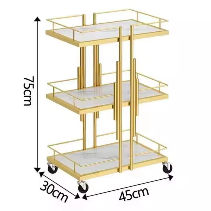Modern Durable Stainless Steel 4-Wheel Salon Trolley