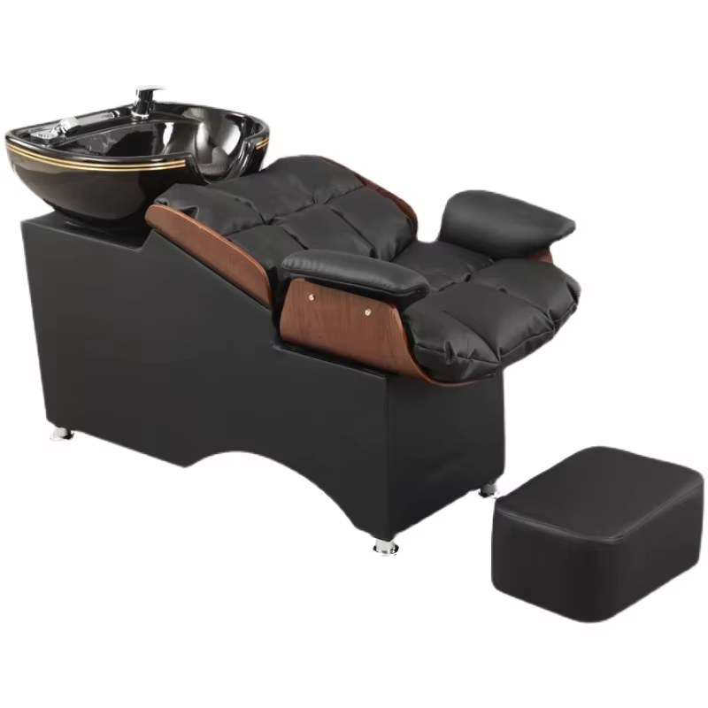 Modern Metal Shampoo Chair with Ceramic Basin