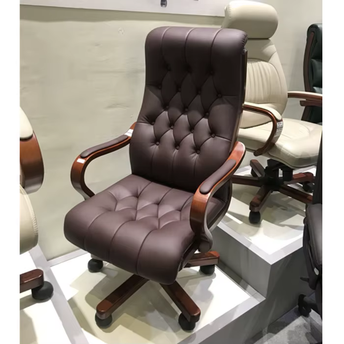Swivel Brown Leather Executive Office Chair