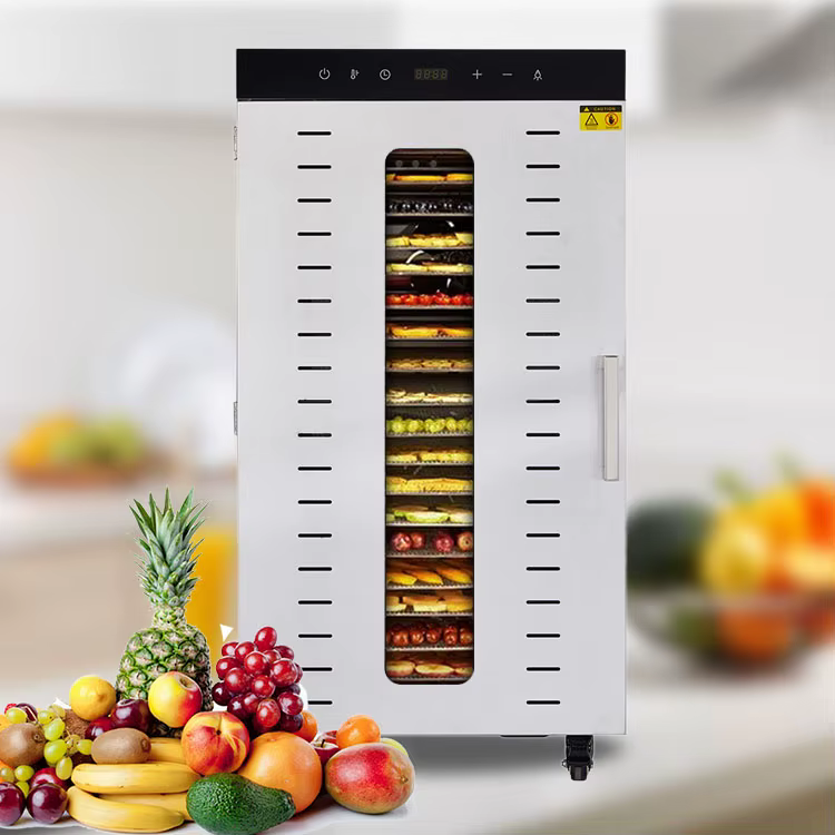 Single Zone 20 Trays Electric Commercial Stainless Steel Fruit Drying Machine Mushroom Dehydrator 30-90 2000W